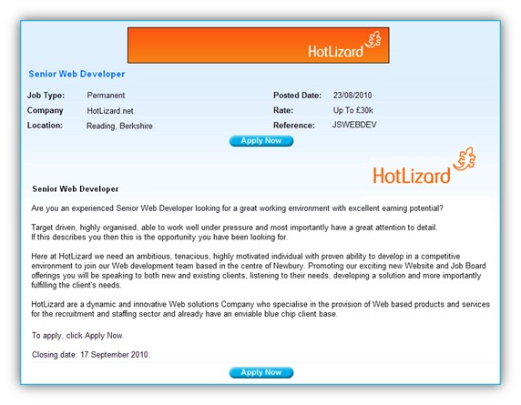 Featured job overlay